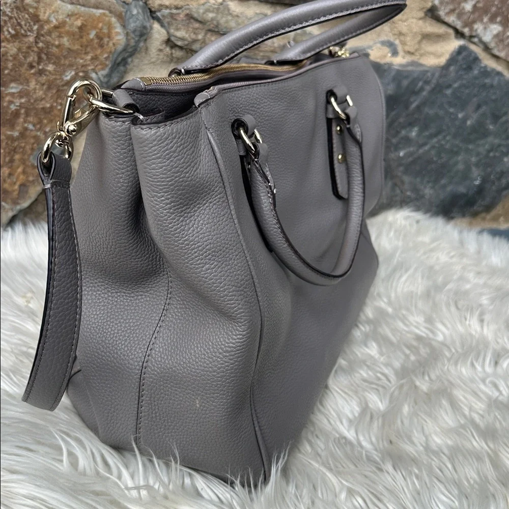 Kate Spade New York Pebbled Leather Satchel Tote in Warm Gray